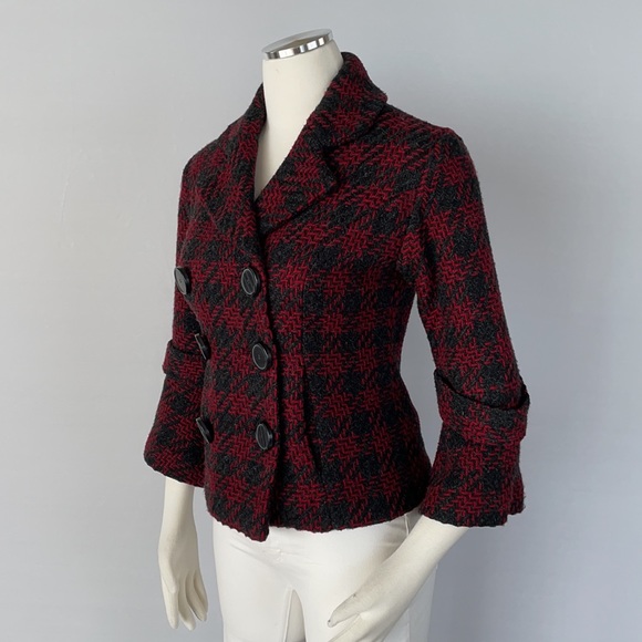 Mac & jac wool Double Breasted Tweed Jacket Size 6 - Picture 4 of 14